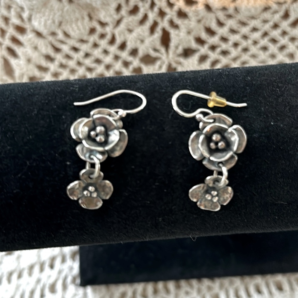 Sherry Tinsman designed sterling silver double dogwood earrings